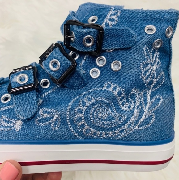 1 LEFT!! Embroidered Denim High Tops - Picture 4 of 7